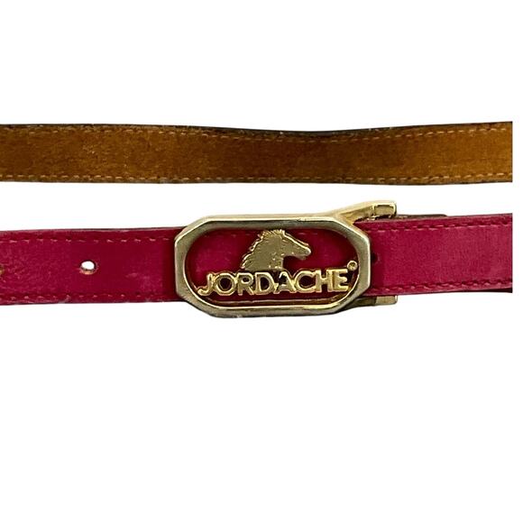 Jordache Vintage 80s Pink Full Grain Leather Preppy Belt Women Medium 31”-35” - Picture 2 of 8